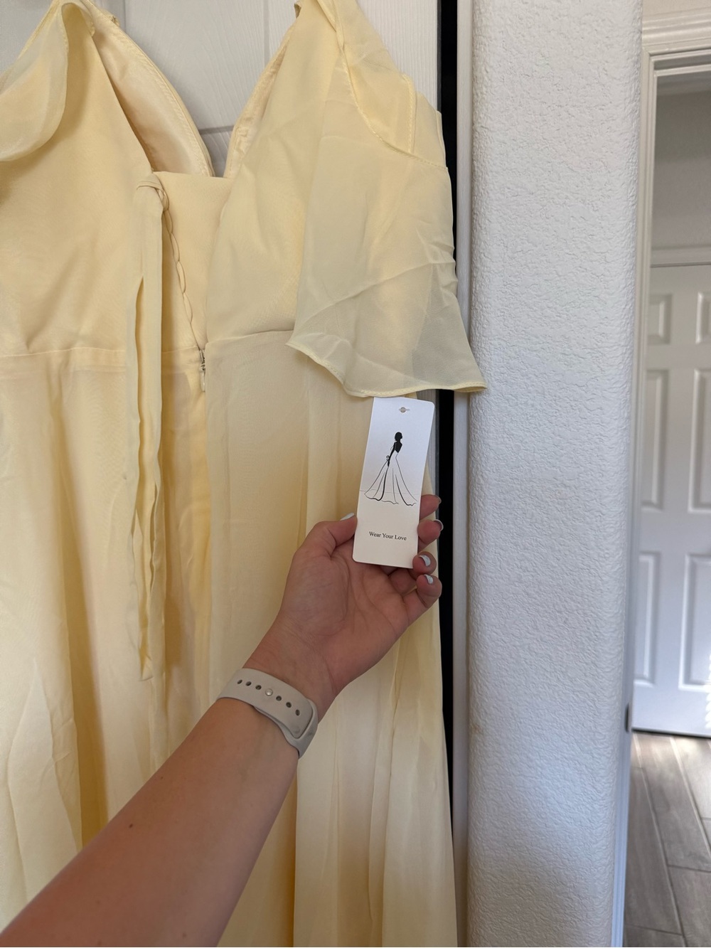 Butter yellow  V-Neck Maxi Dress with Flutter Sleeves